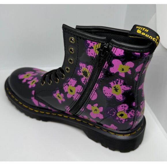 DR MARTENS Junior 1460 Pansy Patent Leather Lace Up Boots - Picture 6 of 7